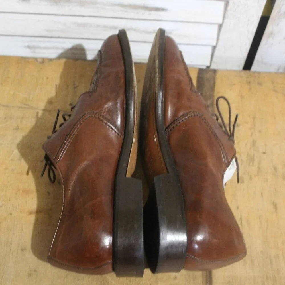 Vito Rufolo Cognac Brown Oxfords Leather Loafers Shoes Made in Italy Men’s